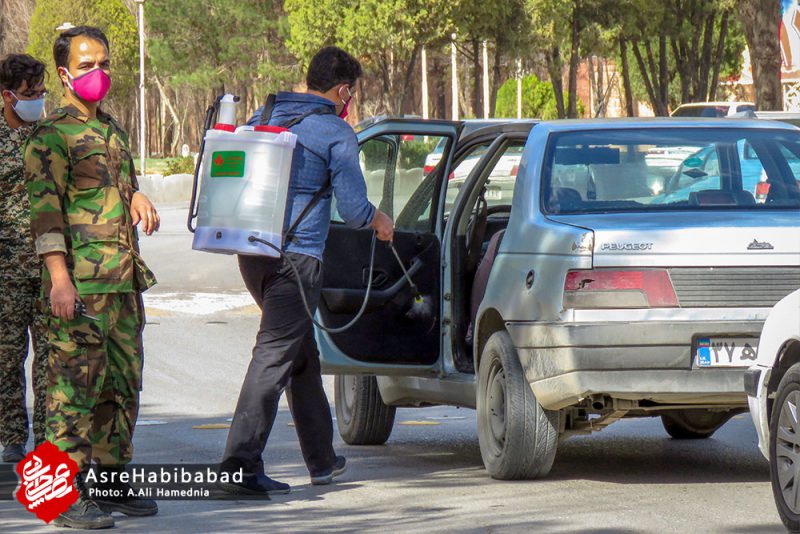 تست حرارت سنجی و ضدعفونی خودروهای ورودی حبیب آباد