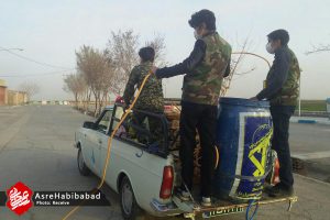 ضدعفونی معابر شهر حبیب آباد برای مقابله با ویروس کرونا