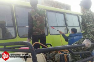 ضدعفونی معابر شهر حبیب آباد برای مقابله با ویروس کرونا