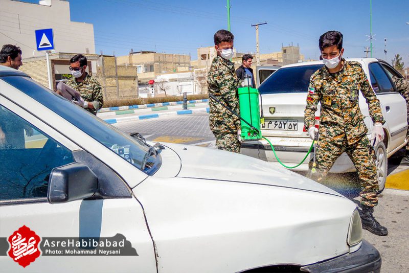 ضدعفونی معابر شهری و خودروهای ورودی کمشچه