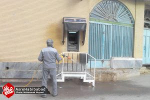 ضدعفونی معابر و اماکن توسط شهرداری و بسیج شهر شاپورآباد
